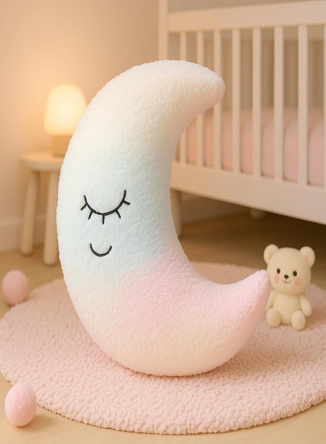 HAPPY BRO Multicolor Moon Shaped Pillow Soft Plush Cushion for Kids, Baby Nursery, Bedroom & Gift - Image 1